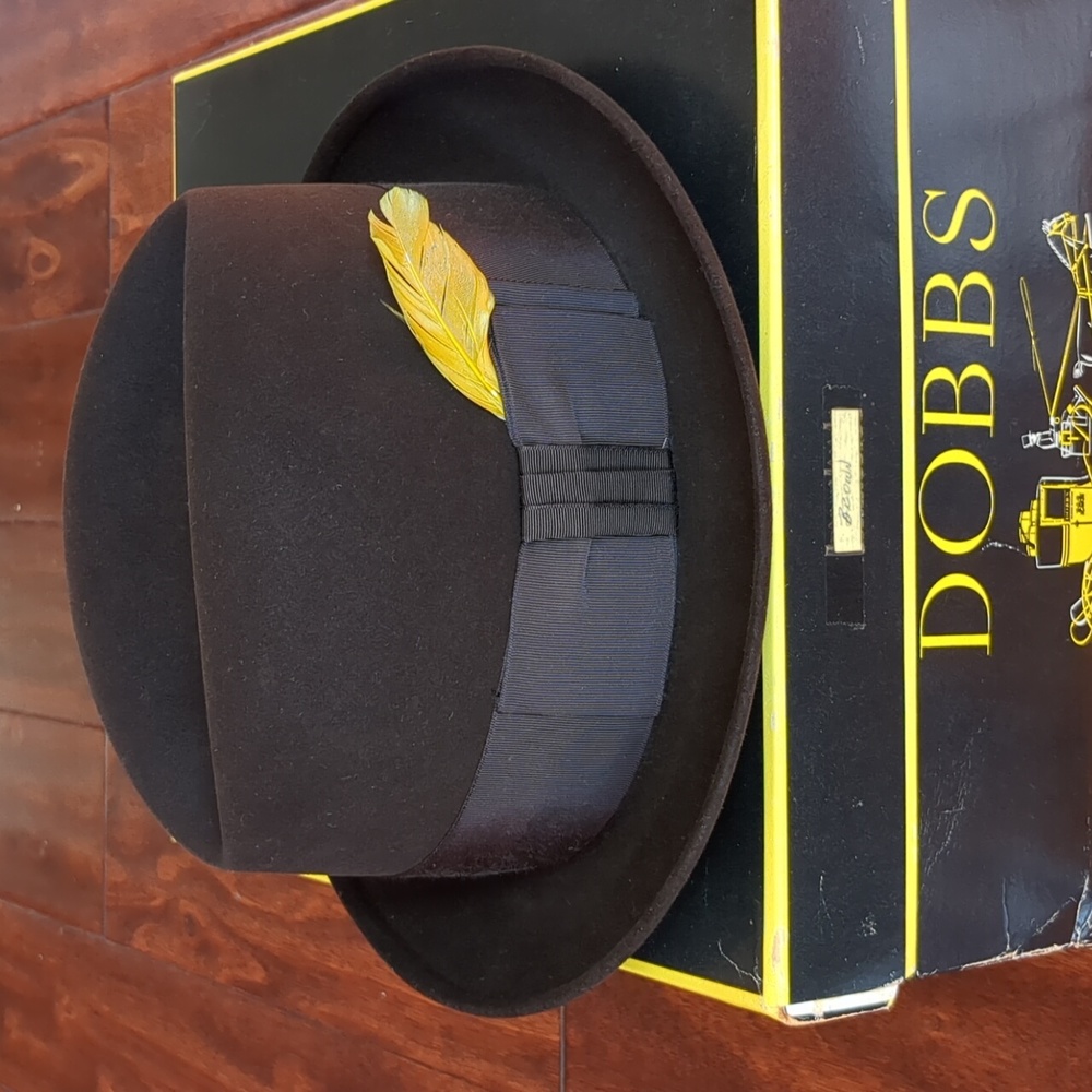 MEN'S VINTAGE DOBBS FELT BROWN FEDORA SIZE 6 7/8 - Picture 2 of 16
